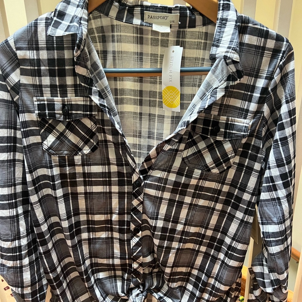 Passport Black and White Monochrome Plaid Shirt